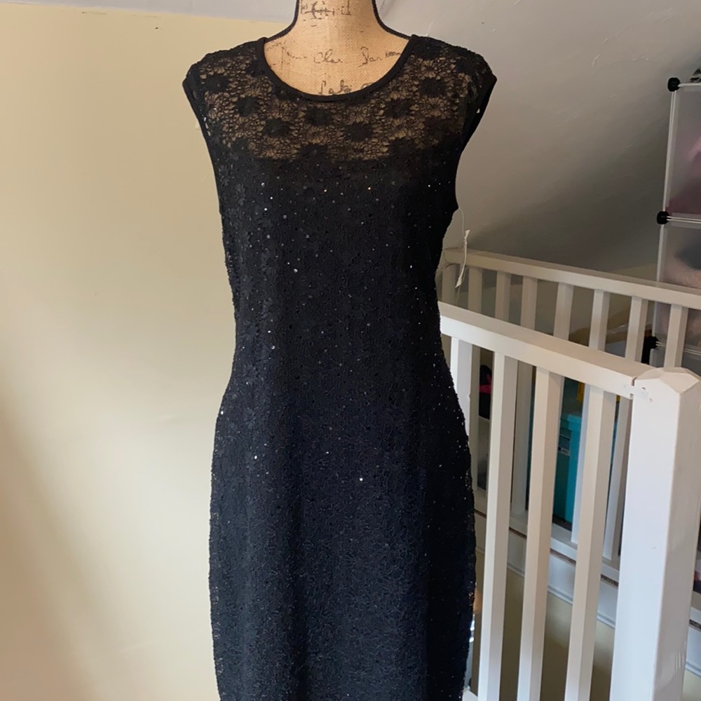 NWT lace sequined black dress